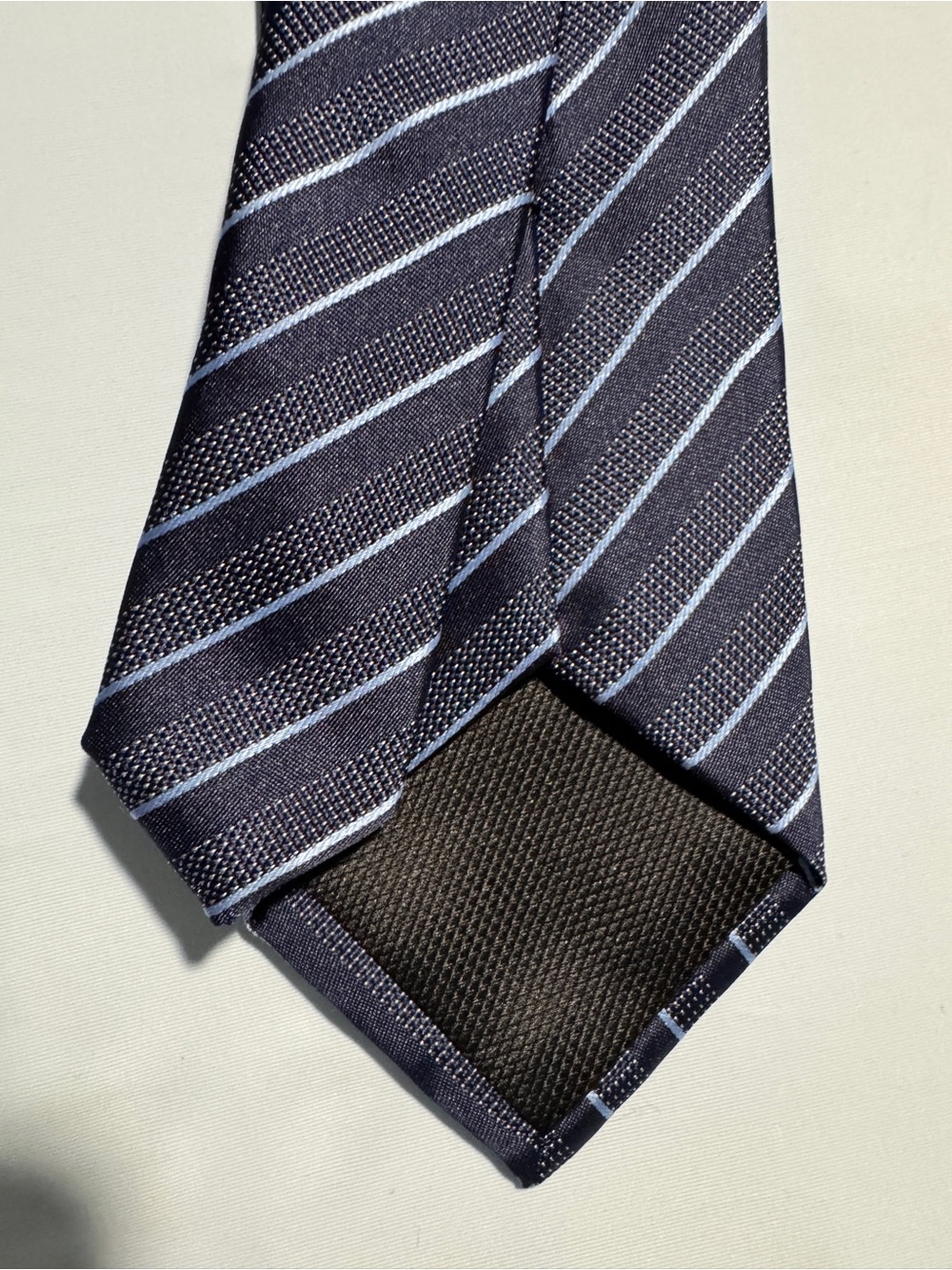 Alfani Navy Blue Vintage Striped Tie Classic Width NWT Dark and Light Blue - Picture 3 of 7